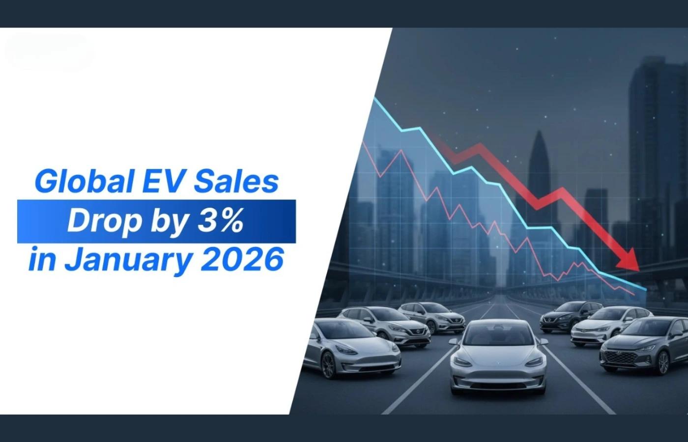 Global electric vehicle sales declined by 3 percent in January 2026.